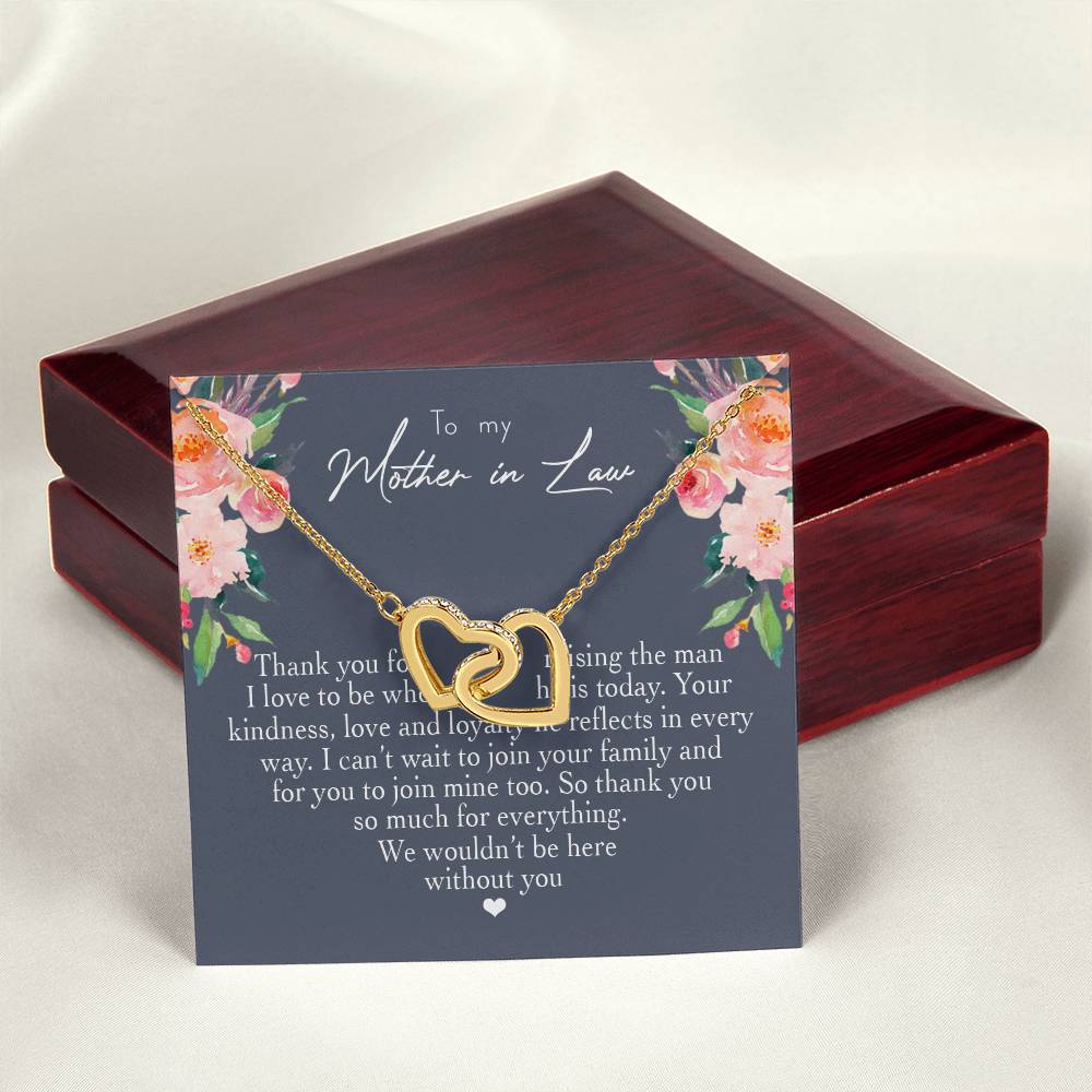 To My Mother In Law Thank You For Raising The Man I Love Heart Necklace Interlocking Hearts Necklace