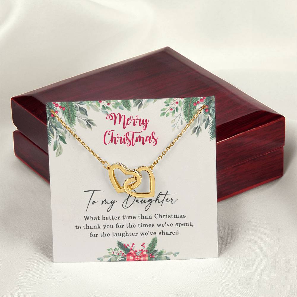 To My Daughter Interlocking Hearts Necklace Message Card