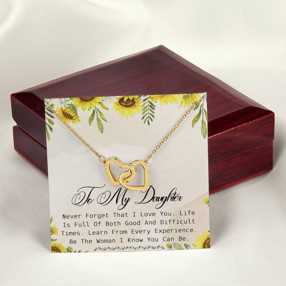 To My Daughter Interlocking Hearts Necklace Message Card