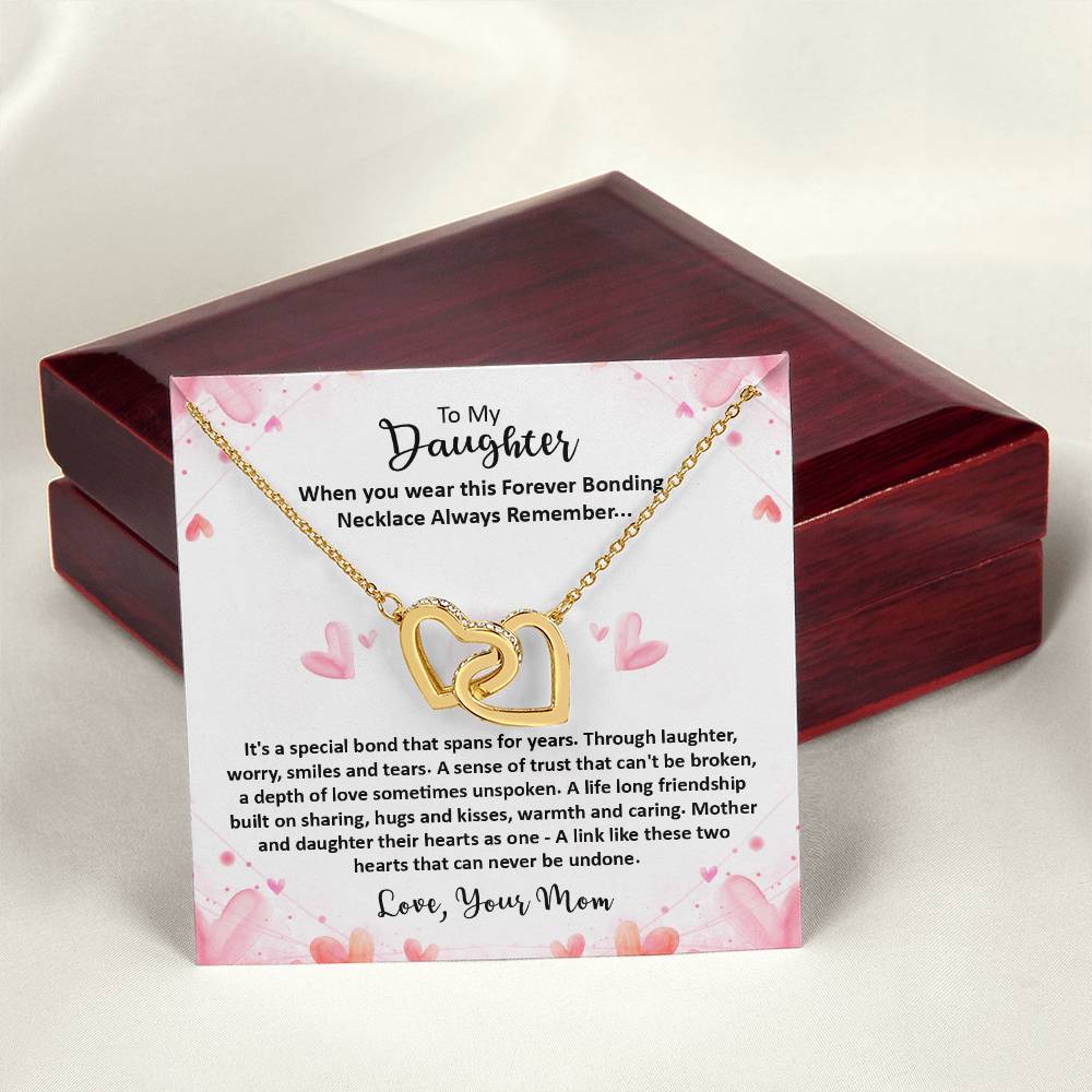 Forever Bonding Necklace - To My Daughter Interlocking Hearts Necklace