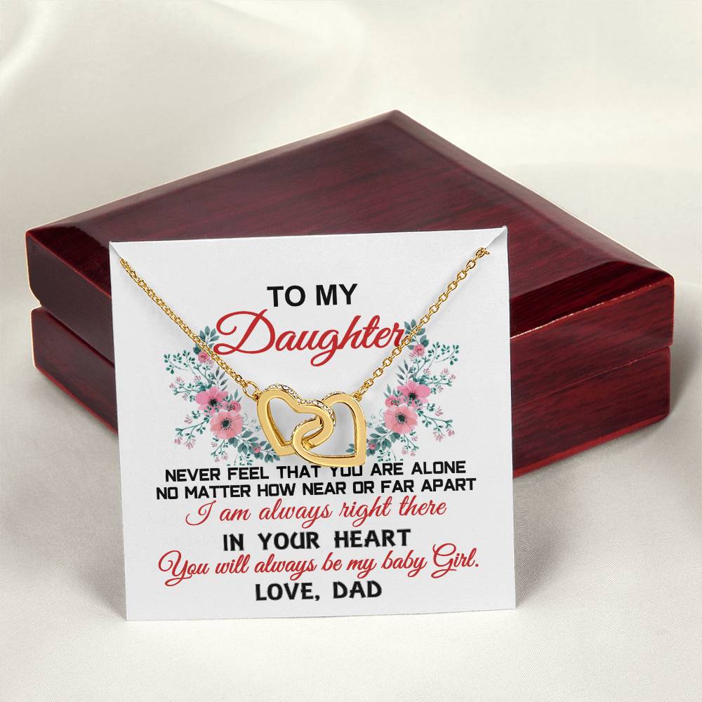 To My Daughter - Love Dad Interlocking Hearts Necklace