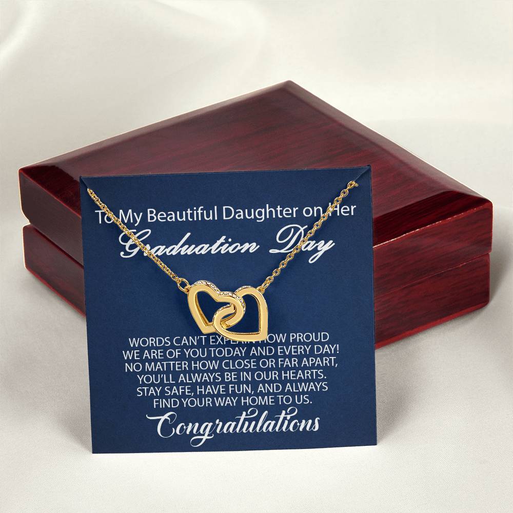 To My Daughter - Graduation Proud Interlocking Hearts Necklace