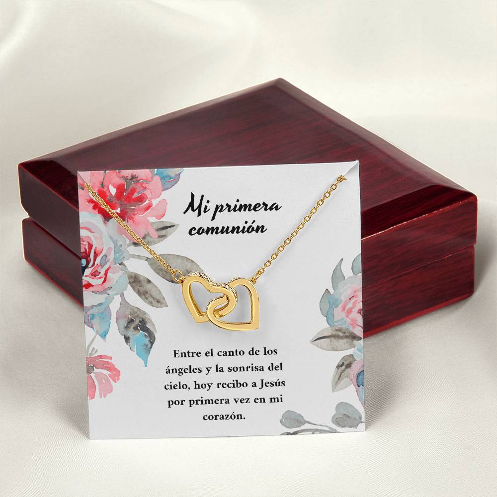Mi Primera Comunión Entre El Canto De Los Ángeles Y La Sonrisa Del Cielo Interlocking Hearts Necklace