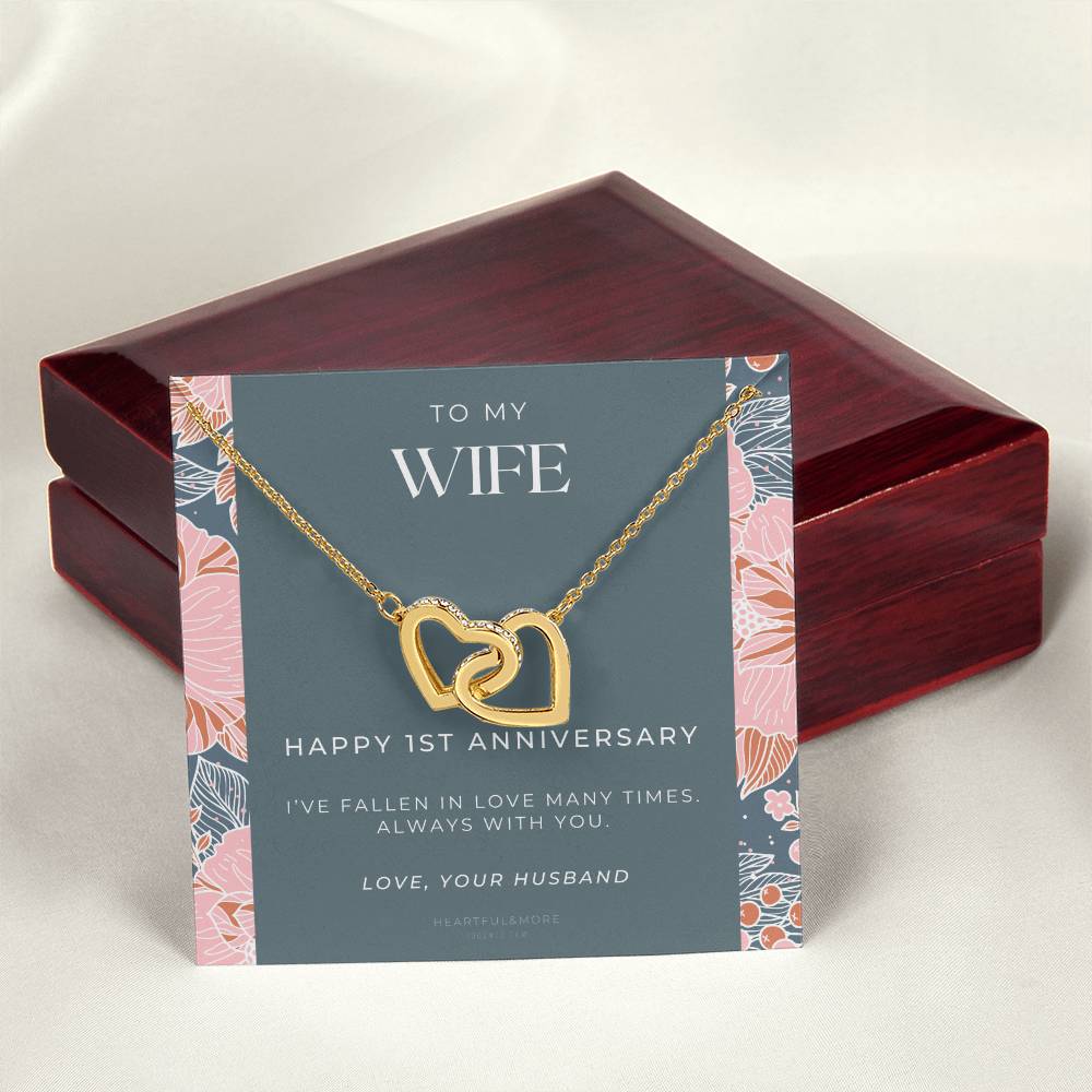 1 Year Anniversary Gift For Wife 1 Year Anniversary Gifts 1 Year Wedding Anniversary Gift Ideas 1St Wedding Anniversary Gift For Her Interlocking Hearts Necklace