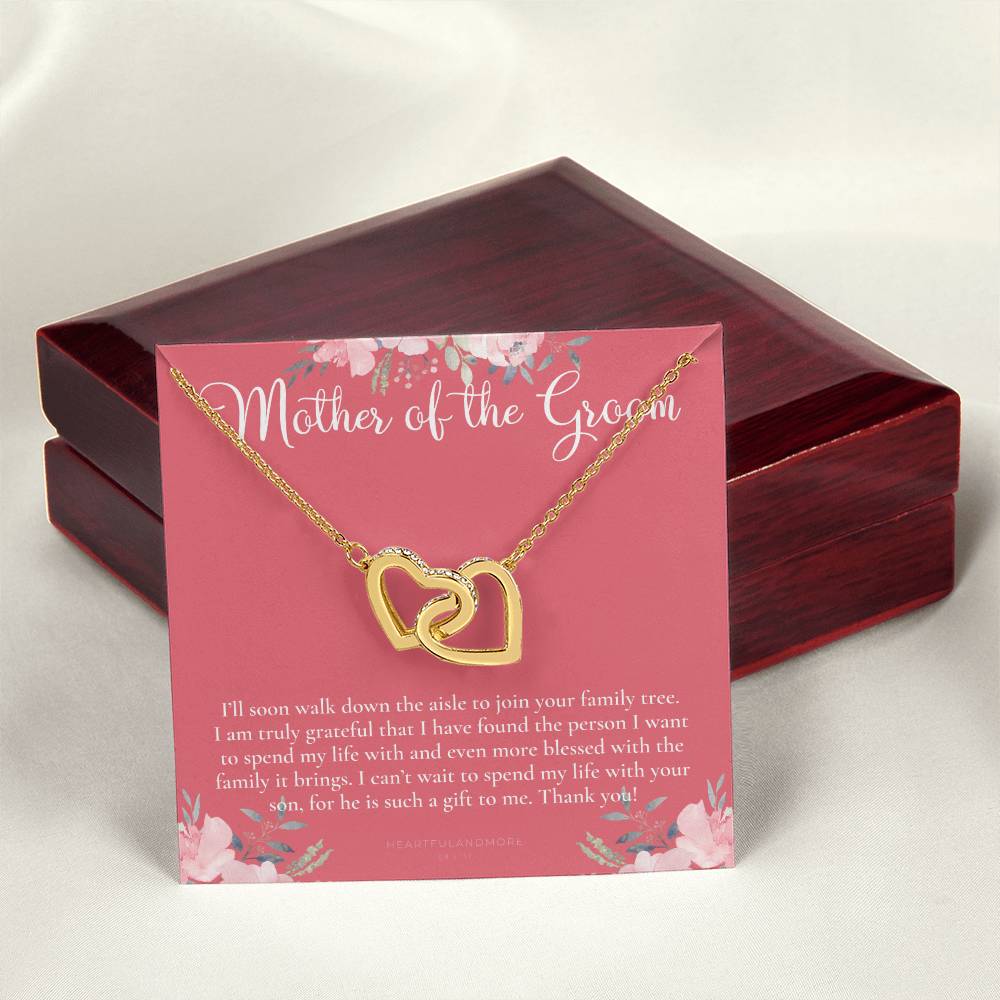 Mother Of The Groom Gift Necklace Wedding Gift Bridal Party Rehearsal Dinner Man Of My Dreams Parent Of Groom Mother In Law Gift Interlocking Hearts Necklace