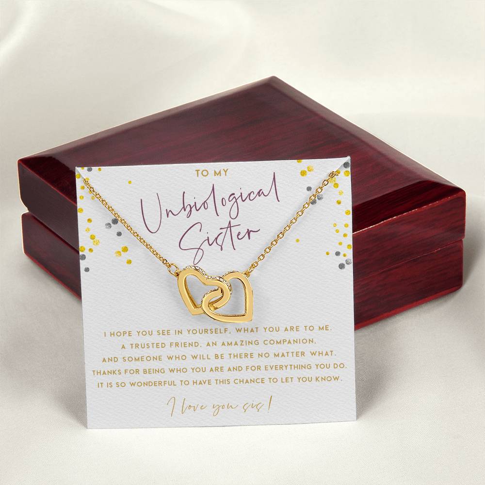 To My Unbiological Sister! Interlocking Hearts Necklace