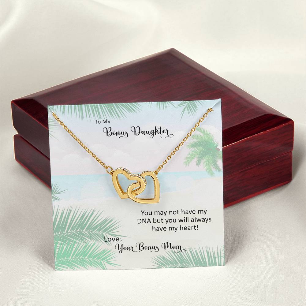 Bonus Daughter From Bonus Mom No Dna But You Have My Heart Interlocking Hearts Necklace