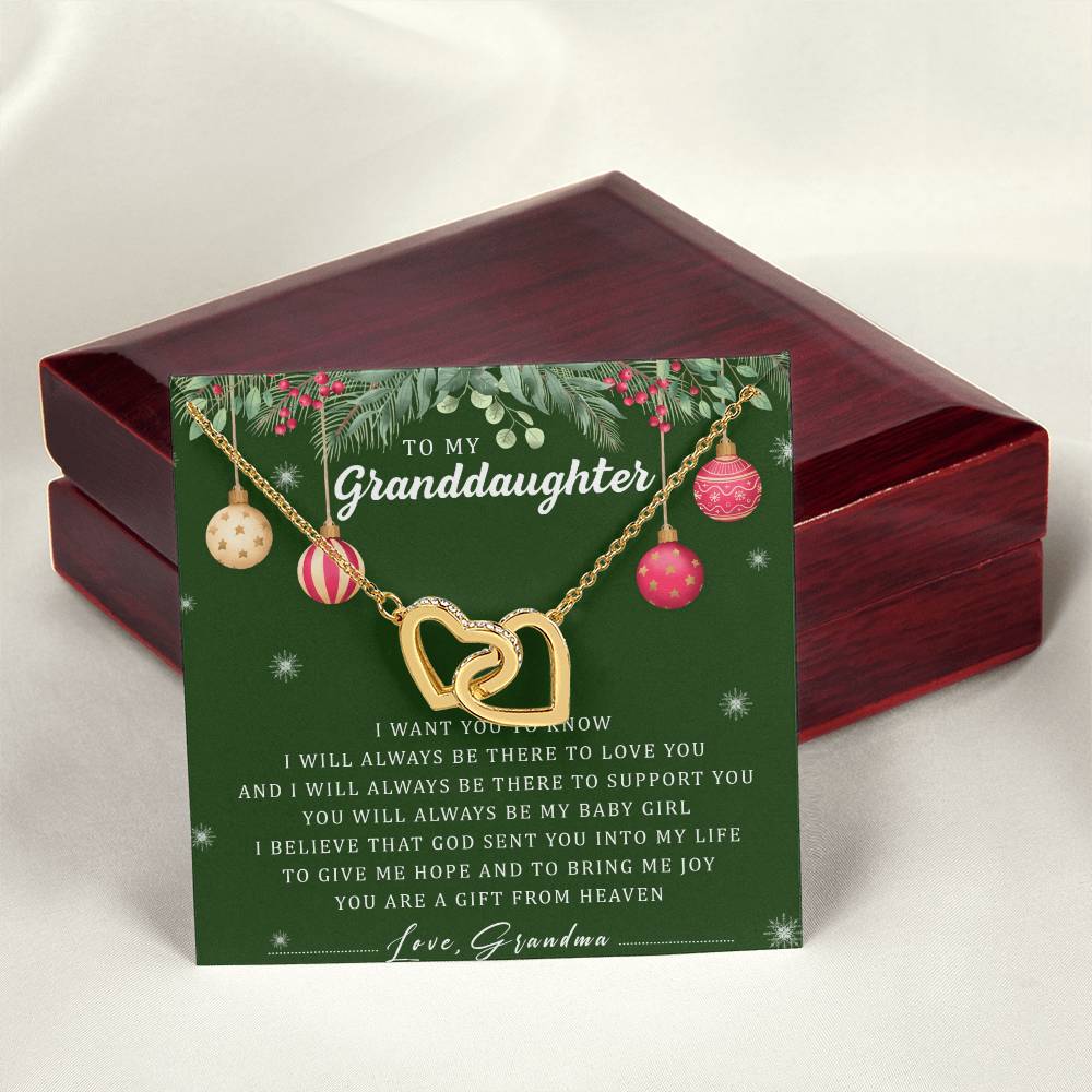To My Granddaughter Interlocking Hearts Necklace Message Card