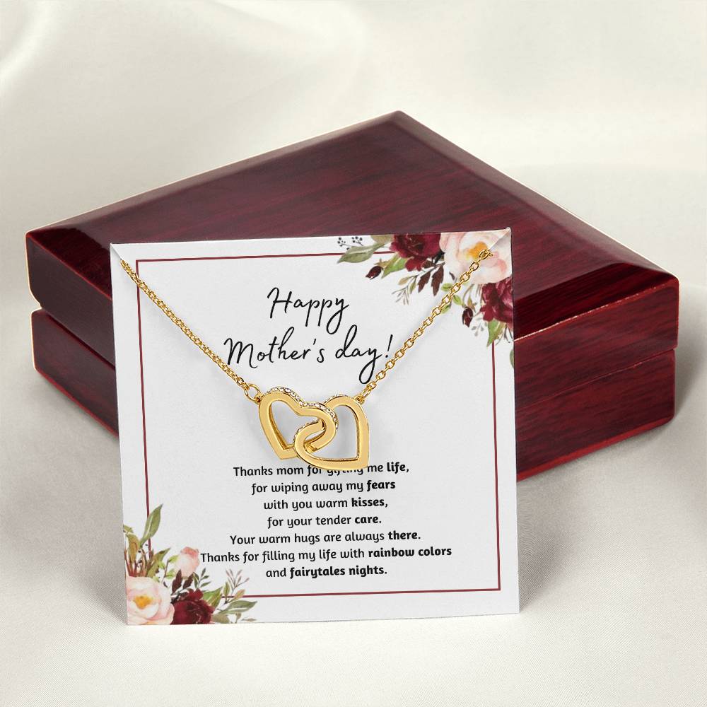Happy Mothers Day! Thanks Mom For Gifting Me Life Interlocking Hearts Necklace