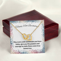 16Th Birthday-Rainbow Sparkle-Daughter Granddaughter Sister Interlocking Hearts Necklace