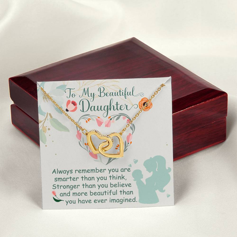 To My Beautiful Daughter Necklace To Daughter From Mom Interlocking Hearts Necklace