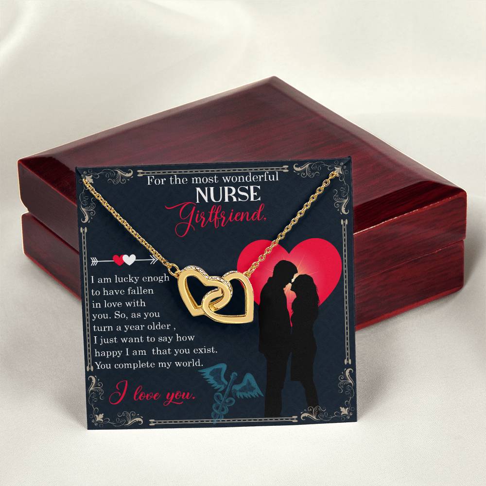 For The Most Wonderful Nurse Girlfriend - Interlocking Heart Necklace Interlocking Hearts Necklace