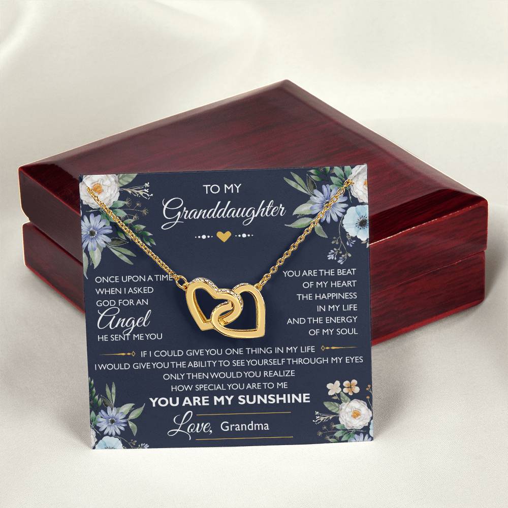 To My Granddaughter Message Card Necklace From Grandma Interlocking Hearts Necklace