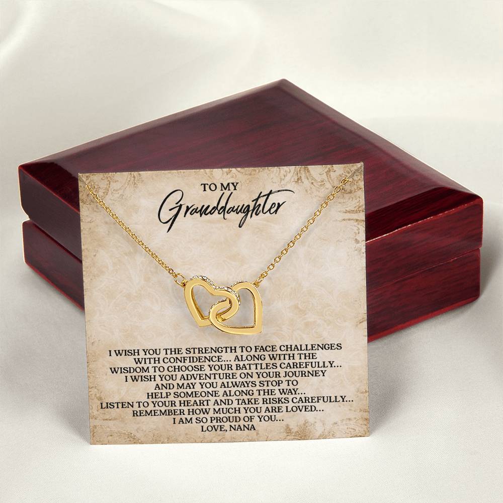 To My Granddaughter - Love Nana - Alluring Beauty Necklace Interlocking Hearts Necklace