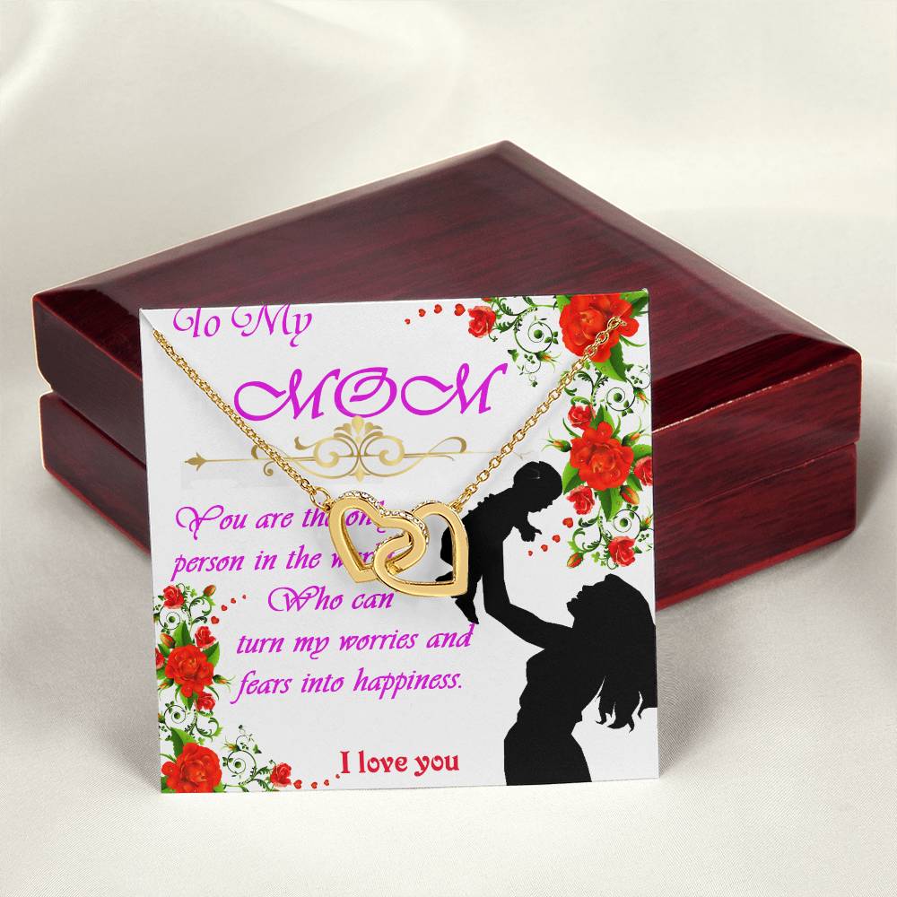 Greeting Card For Lovely Mother Interlocking Hearts Necklace