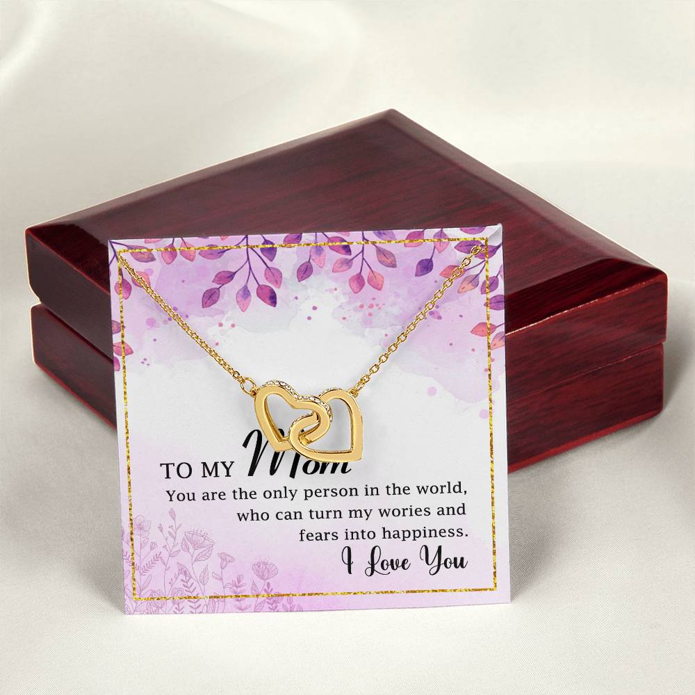 To My Mom Interlocking Hearts Necklace Message Card