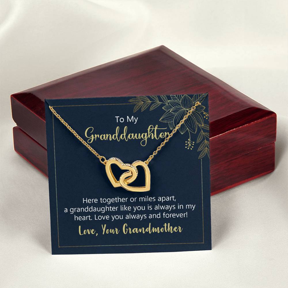 To My Granddaughter Heart Necklace Interlocking Hearts Necklace
