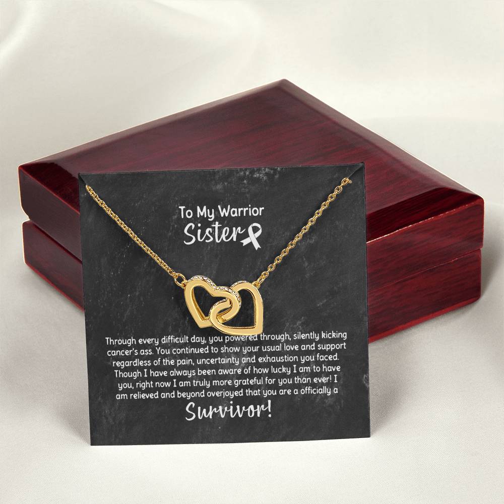 Sister Cancer Survivor Necklace Interlocking Hearts Necklace