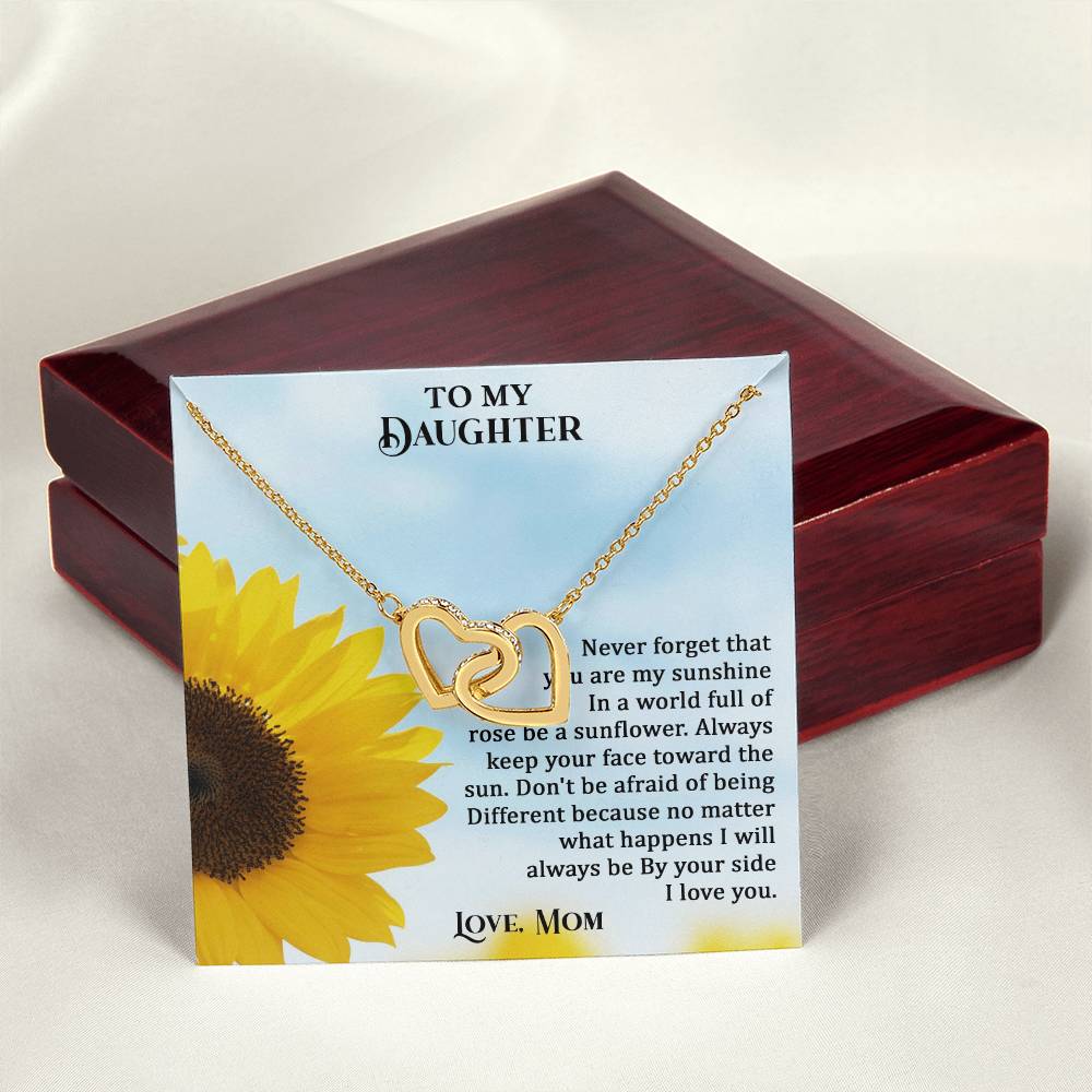 To My Daughter - No Matter What I Will Always Be By Your Side - Necklace Interlocking Hearts Necklace