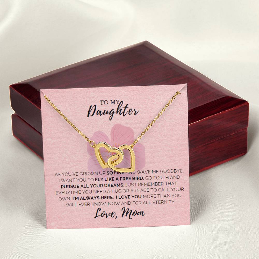 To My Daughter-I Love You Interlocking Hearts Necklace