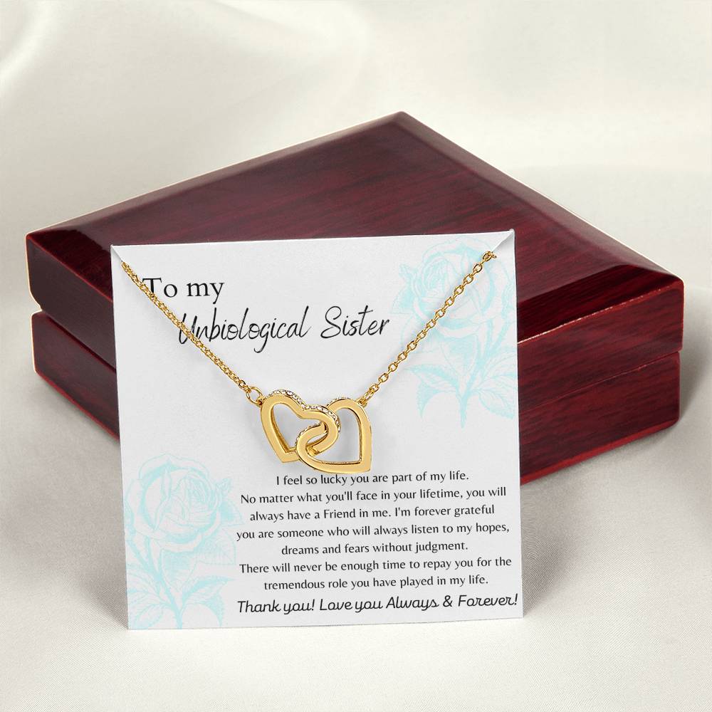 To My Unbiologigal Sister Interlocking Hearts Necklace
