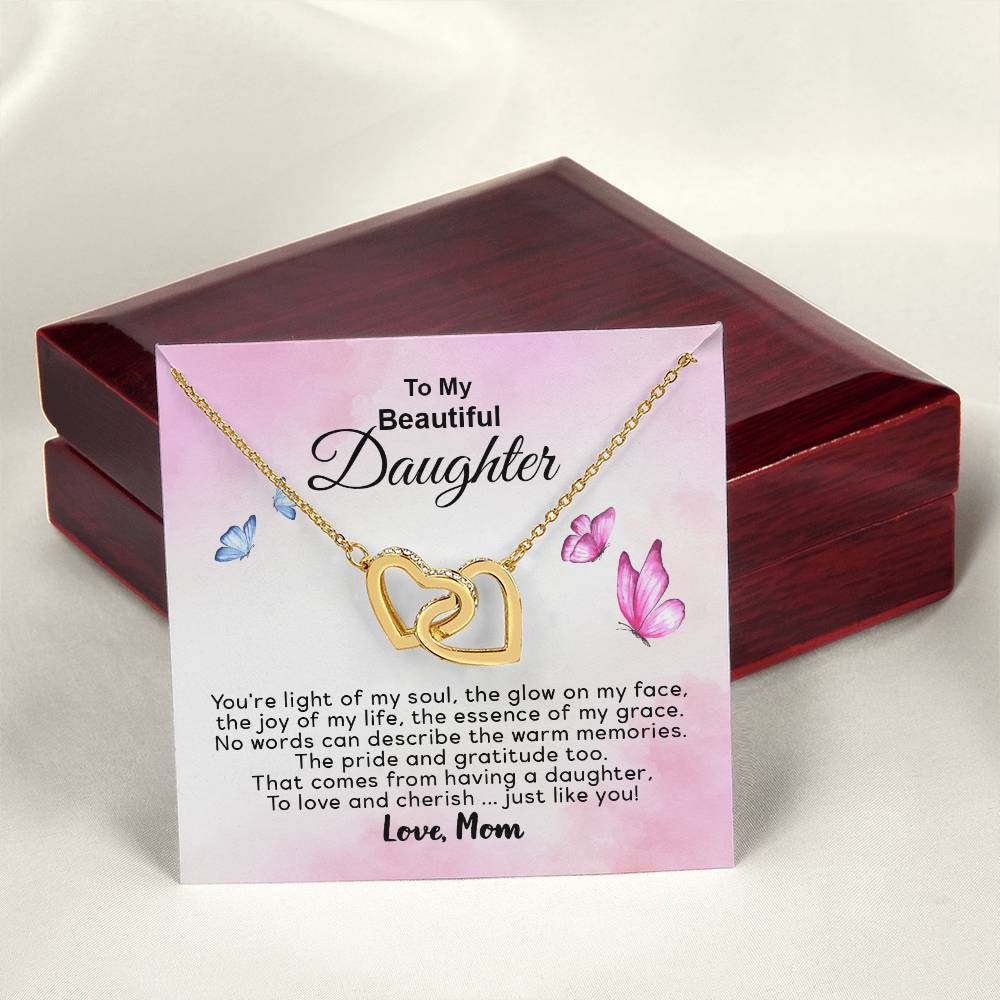 To My Beautiful Daughter - You'Re Joy Of My Life - Necklace Interlocking Hearts Necklace