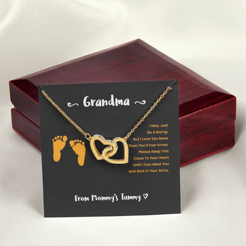 Grandma I Can'T Wait To Meet You - Yellow Version Interlocking Hearts Necklace
