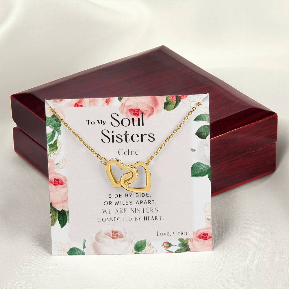 To My Soul Sister Interlocking Hearts Necklace