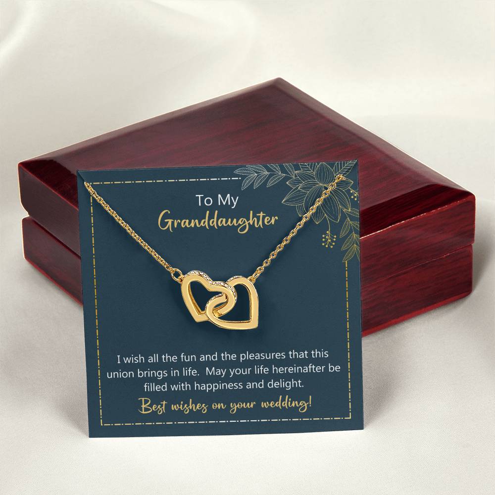 To My Granddaughter May Your Life Filled With Happiness And Delight Necklace Interlocking Hearts Necklace