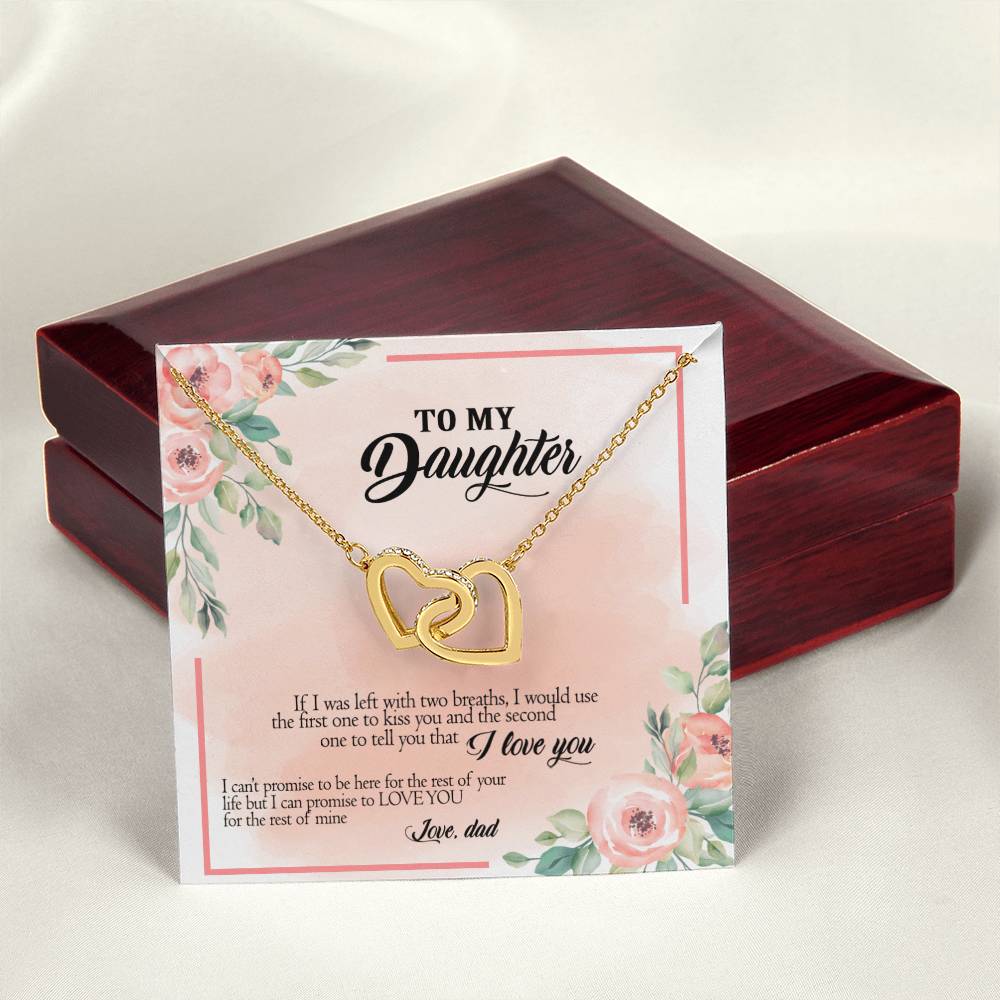To My Daughter - I Promise To Love You For The Rest Of My Life Interlocking Hearts Necklace