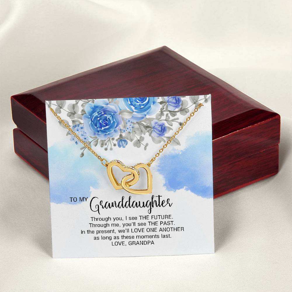 To My Granddaughter From Grandpa - We'Ll Love One Another Interlocking Hearts Necklace