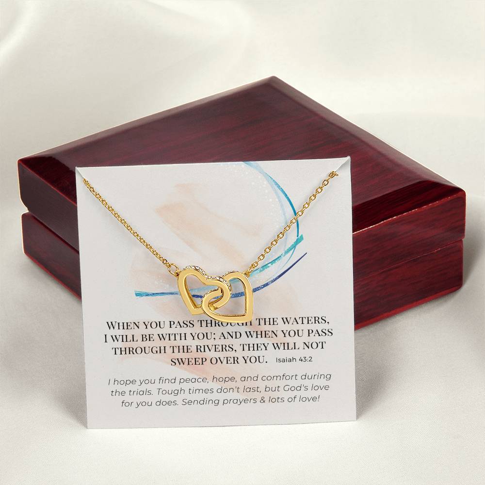 Scripture Encouragement Interlocking Hearts Necklace Isaiah 432 Cream Brush