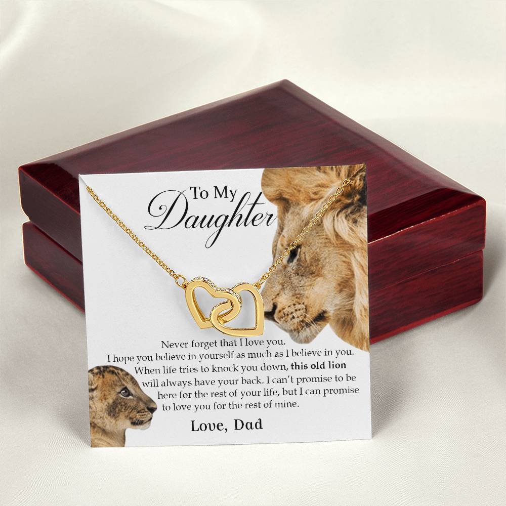To My Daughter Interlocking Heart Necklace Old Lion Interlocking Hearts Necklace