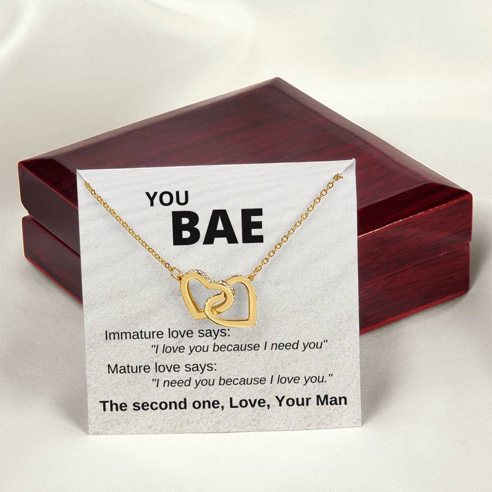 You Bae Linked Hearts Gift For Girlfriend Interlocking Hearts Necklace