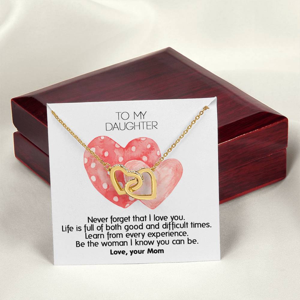 Never Forget That I Love You - Unique Gift For Daughter Interlocking Hearts Necklace