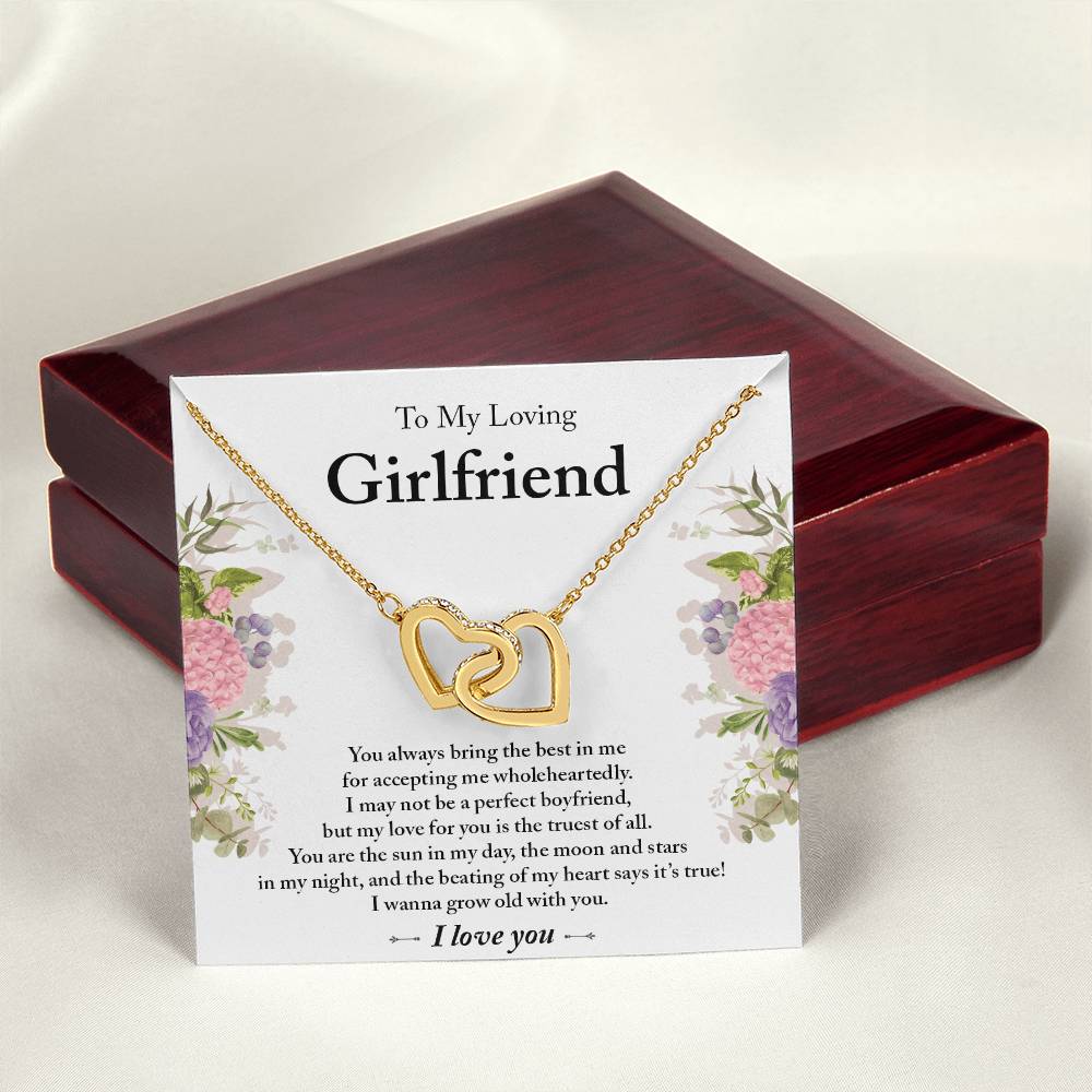 To My Loving Girlfriend - Interlocking Heart Pendant Necklace Interlocking Hearts Necklace
