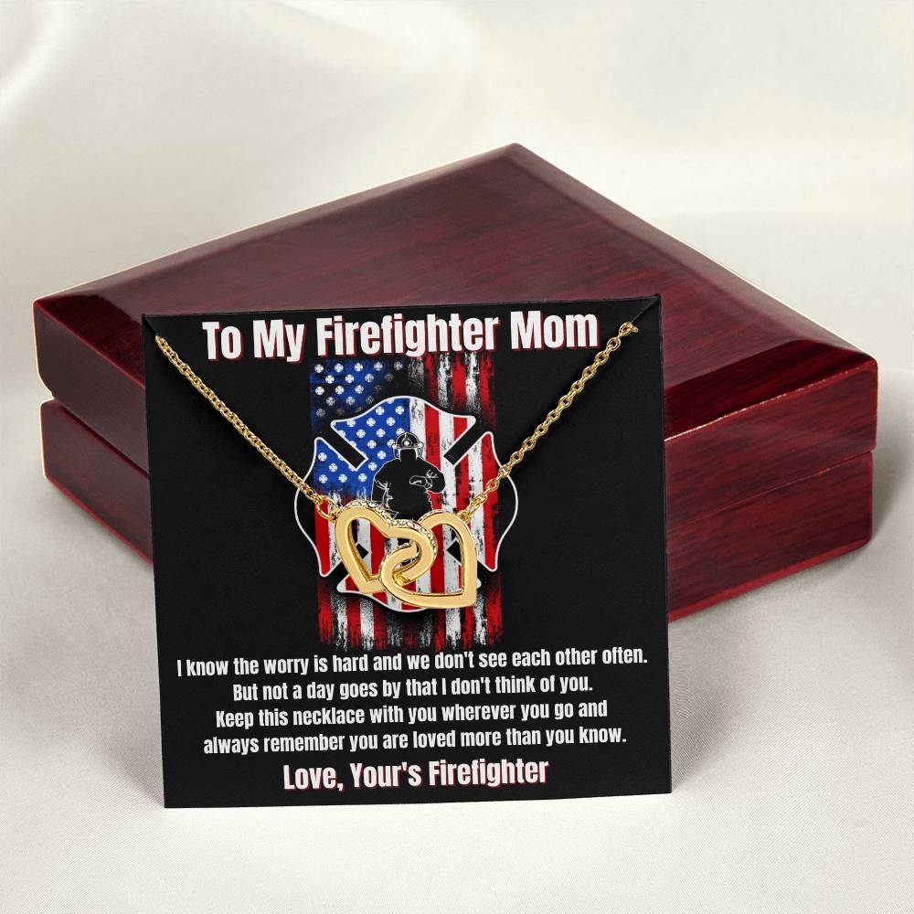 To My Firefighter Mom Necklace Interlocking Hearts Necklace