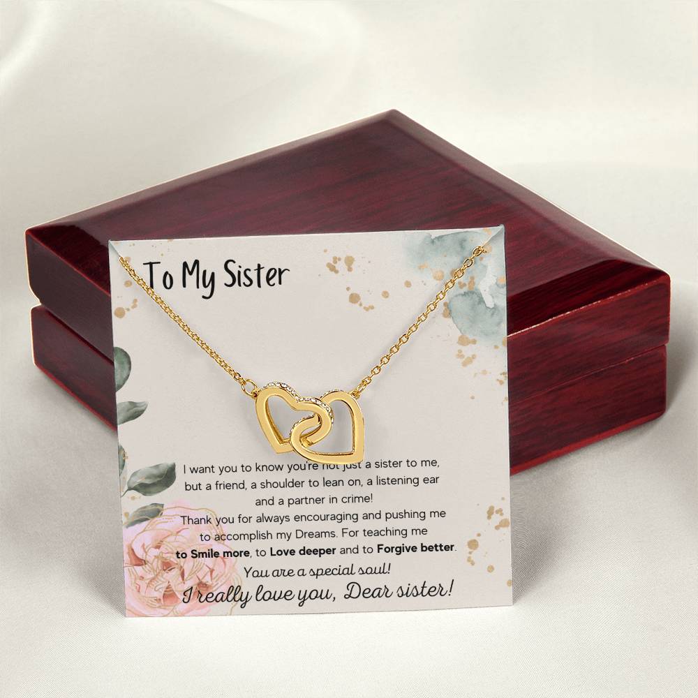 To My Sister Interlocking Hearts Necklace