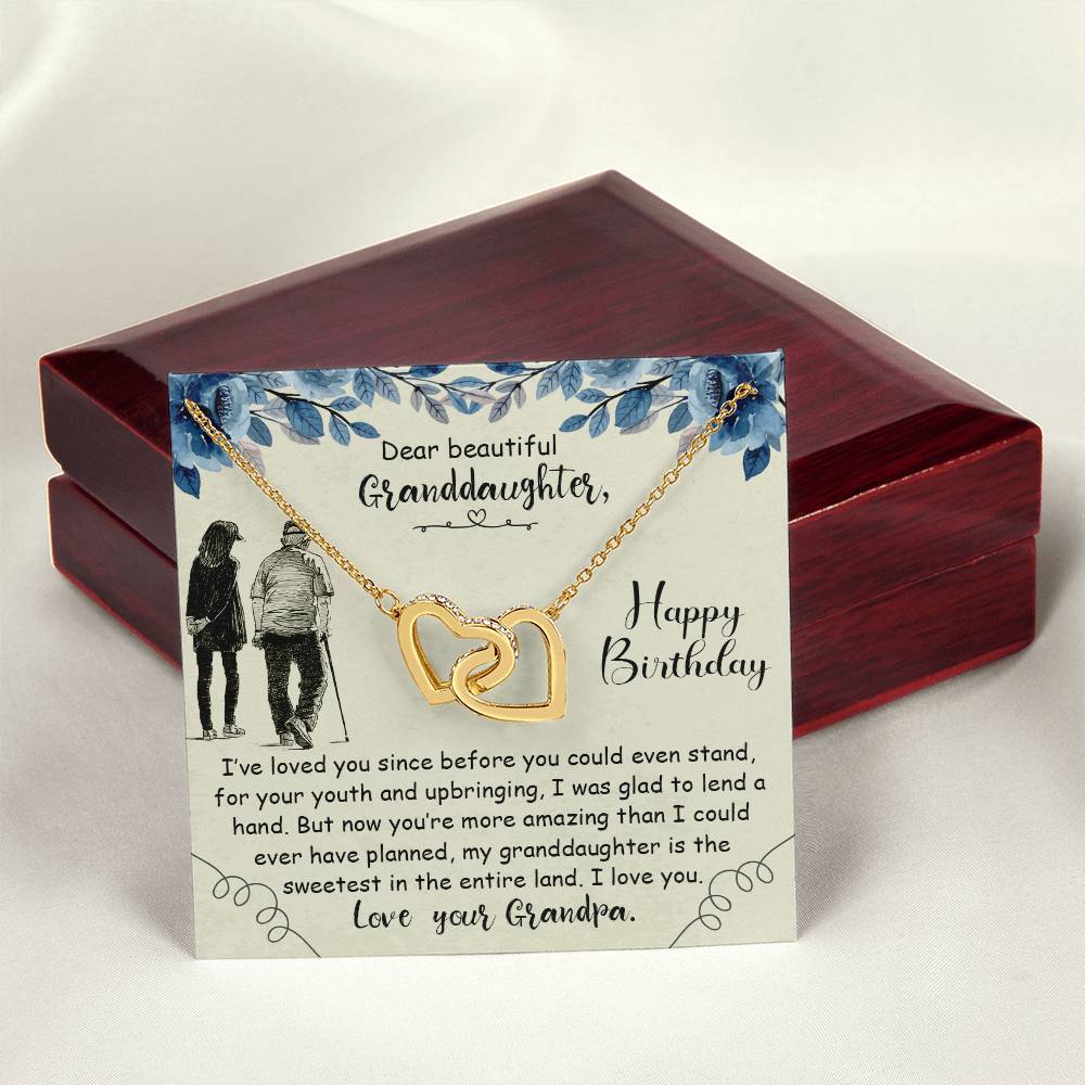 Dear Beautiful Granddaughter Interlocking Hearts Necklace