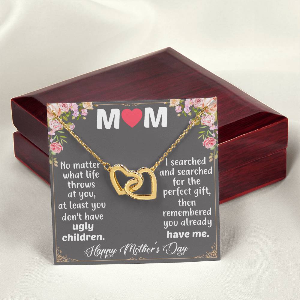 Happy Mother'S Day Mom Interlocking Hearts Necklace