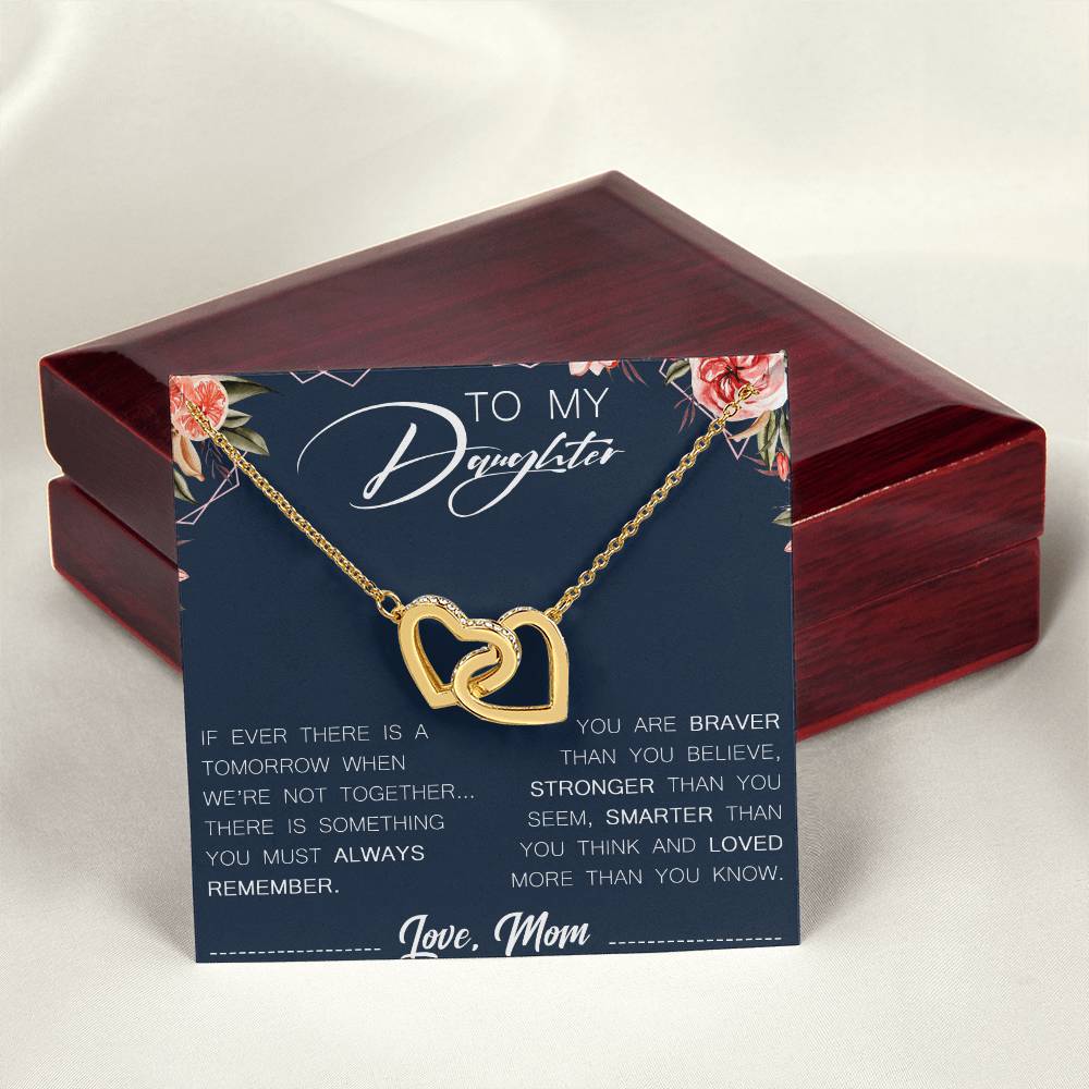 To My Daughter Interlocking Hearts Necklace Message Card