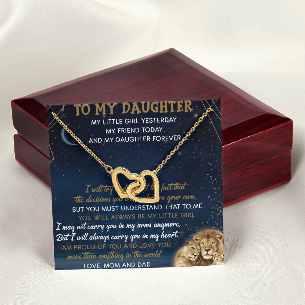 To My Daughter Interlocking Hearts Necklace Message Card
