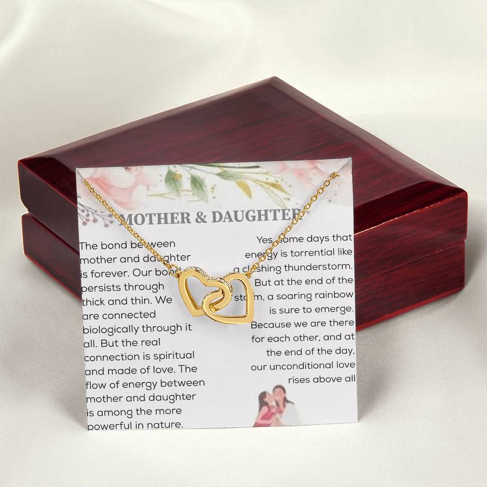 Bond Between Mother & Daughter Two Hearts Necklace Interlocking Hearts Necklace