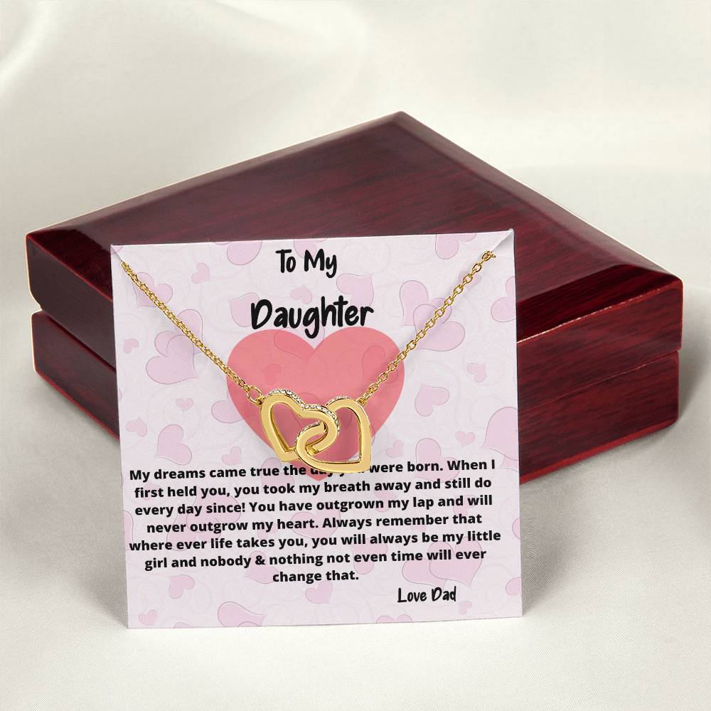 To My Daughter Necklace You Have Outgrown My Lap Double Hearts Necklace Interlocking Hearts Necklace