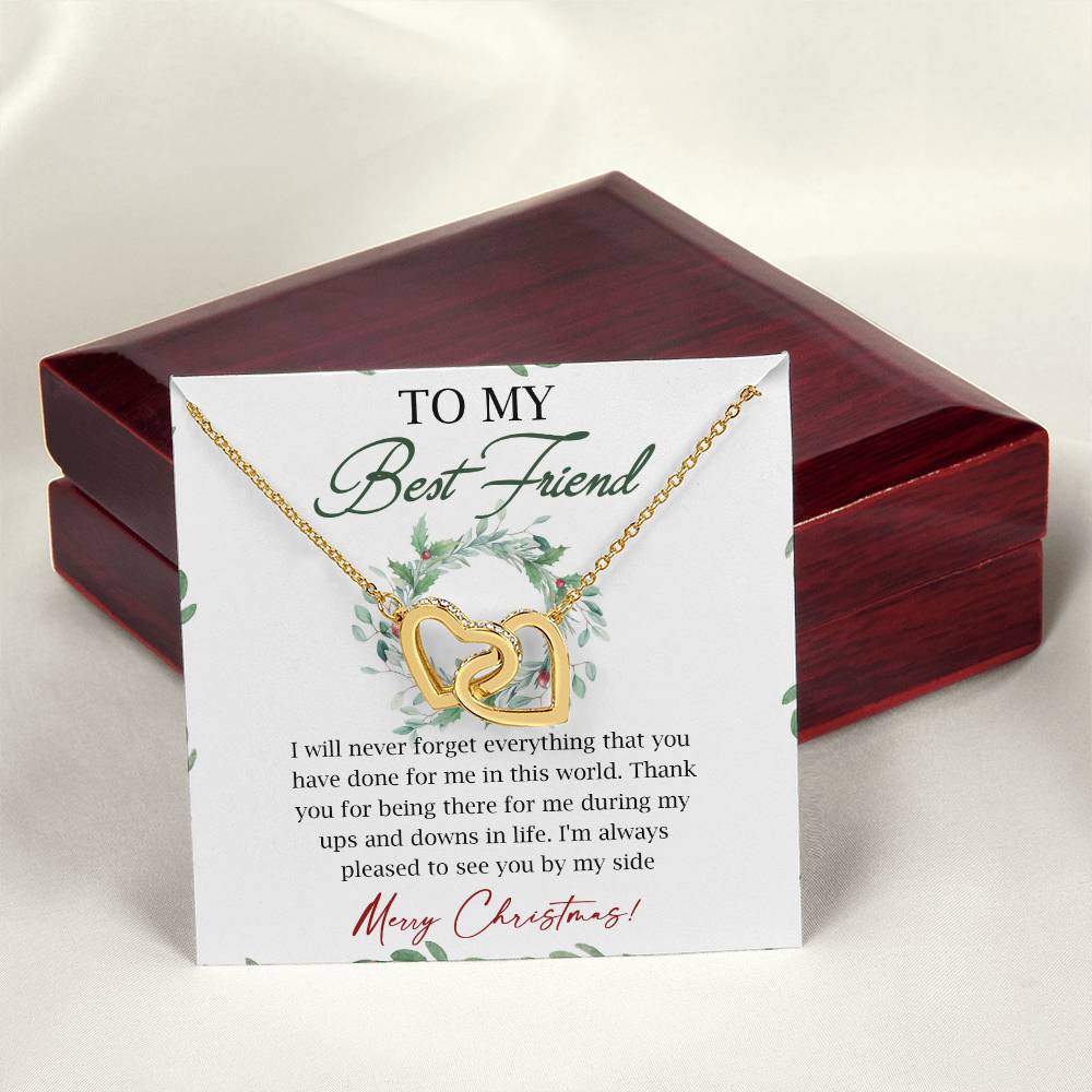 To My Best Friend Interlocking Hearts Necklace Message Card