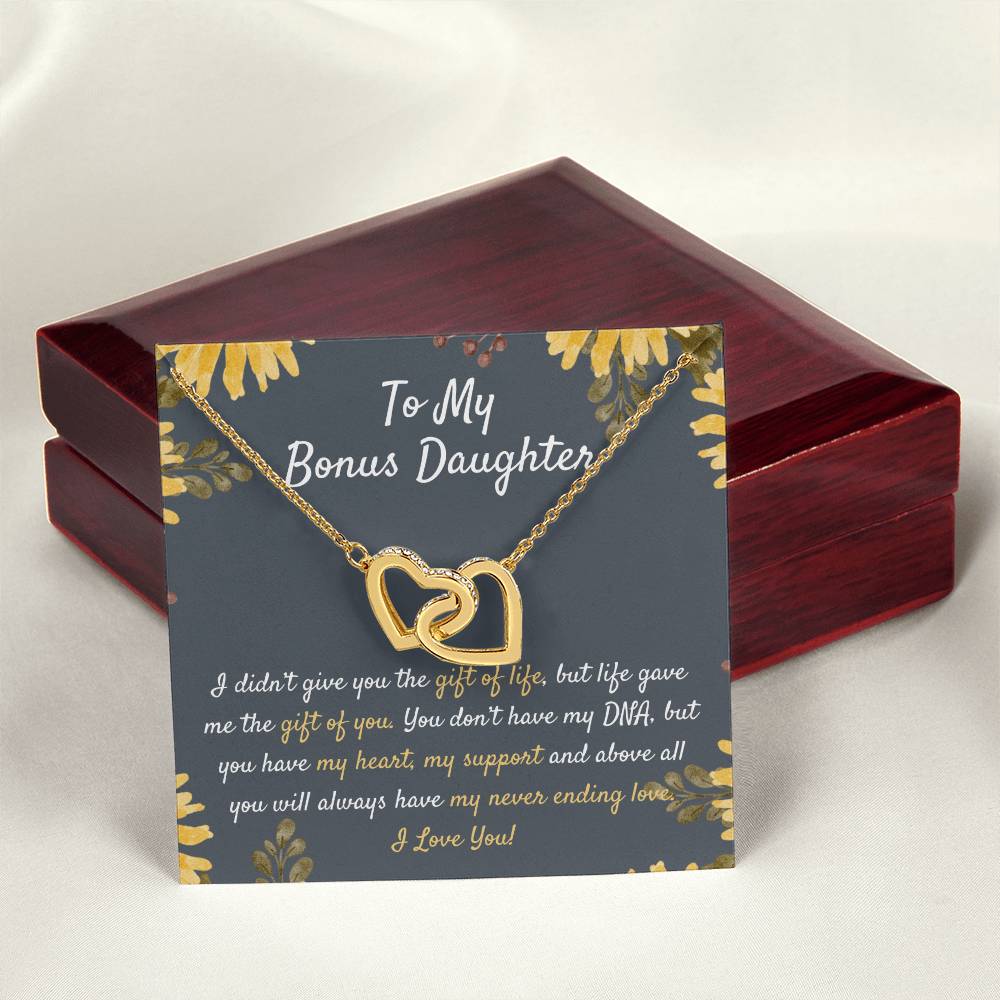 Gift For Bonus Daughter Stepdaughter Necklace Stepdaughter Gift Ideas Unbiological Daughter Gift Best Gift For Stepdaughter Interlocking Hearts Necklace