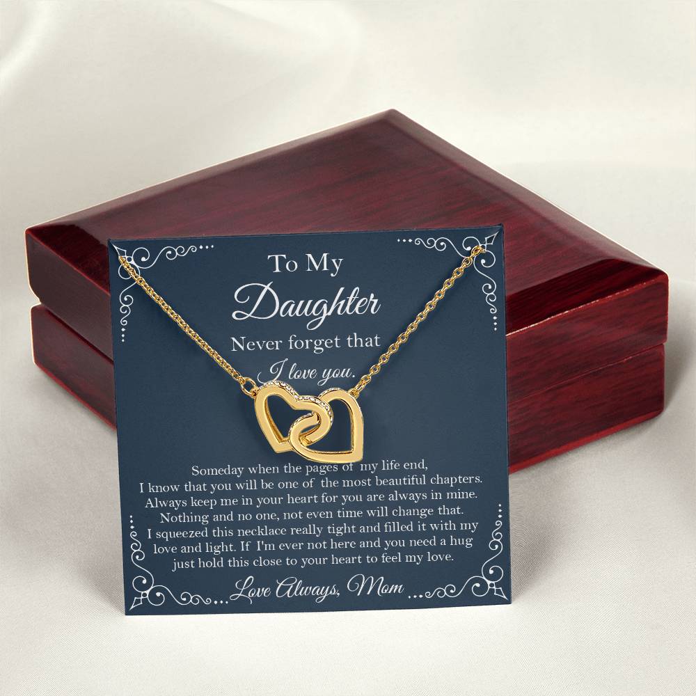 To My Daughter Necklace - You Are The Most Beautiful Chapters Gift For Daughter From Mom Daughter Birthday Graduation Gift Interlocking Hearts Necklace