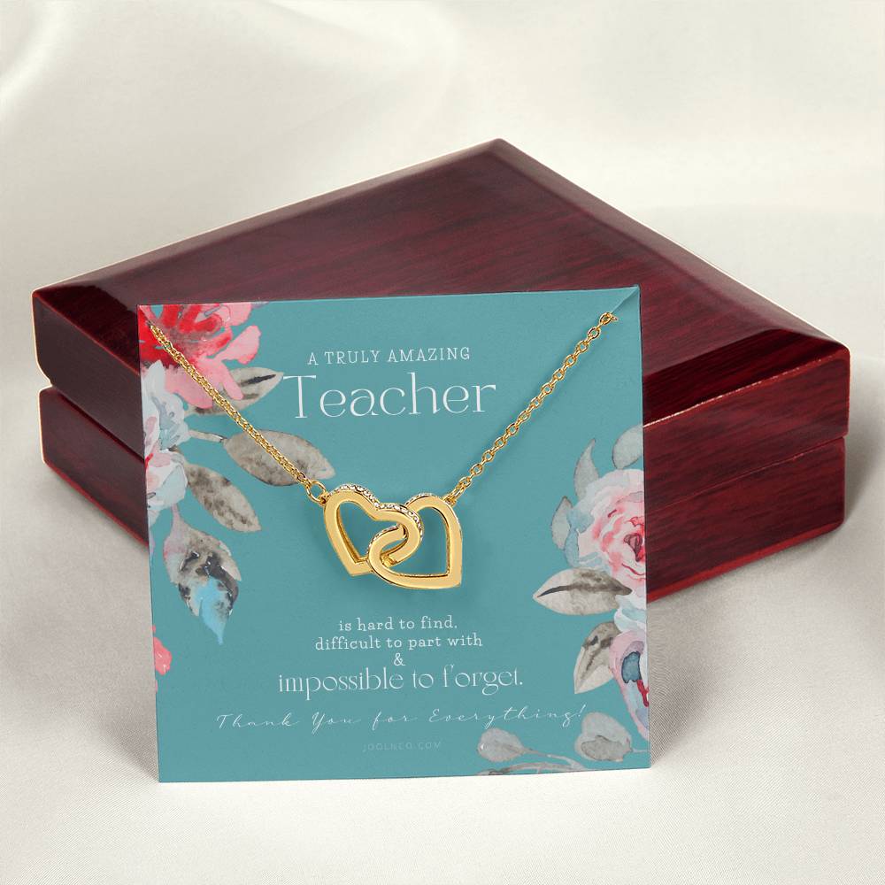 Teacher Gift Gift For Teacher Necklace A Truly Amazing Teacher Appreciation Gift Interlocking Hearts Necklace