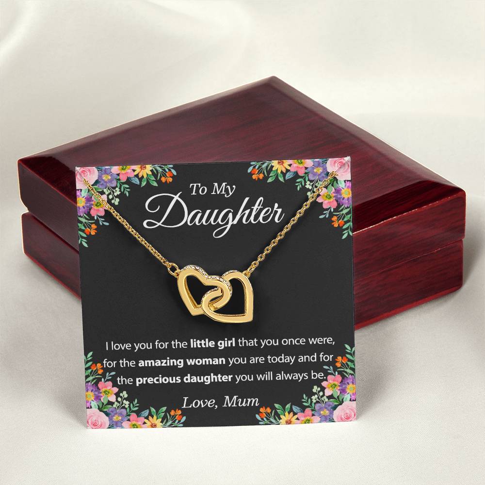 To My Daughter Necklace From Mum - To My Daughter Necklace From Dad Interlocking Hearts Necklace