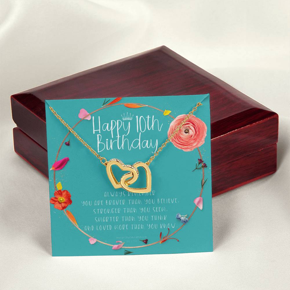 10Th Birthday Gift For Girl Birthday Gift For 10 Year Old Tenth Birthday Birthday Gift Little Girl Personalized Necklace Heart Necklace Interlocking Hearts Necklace